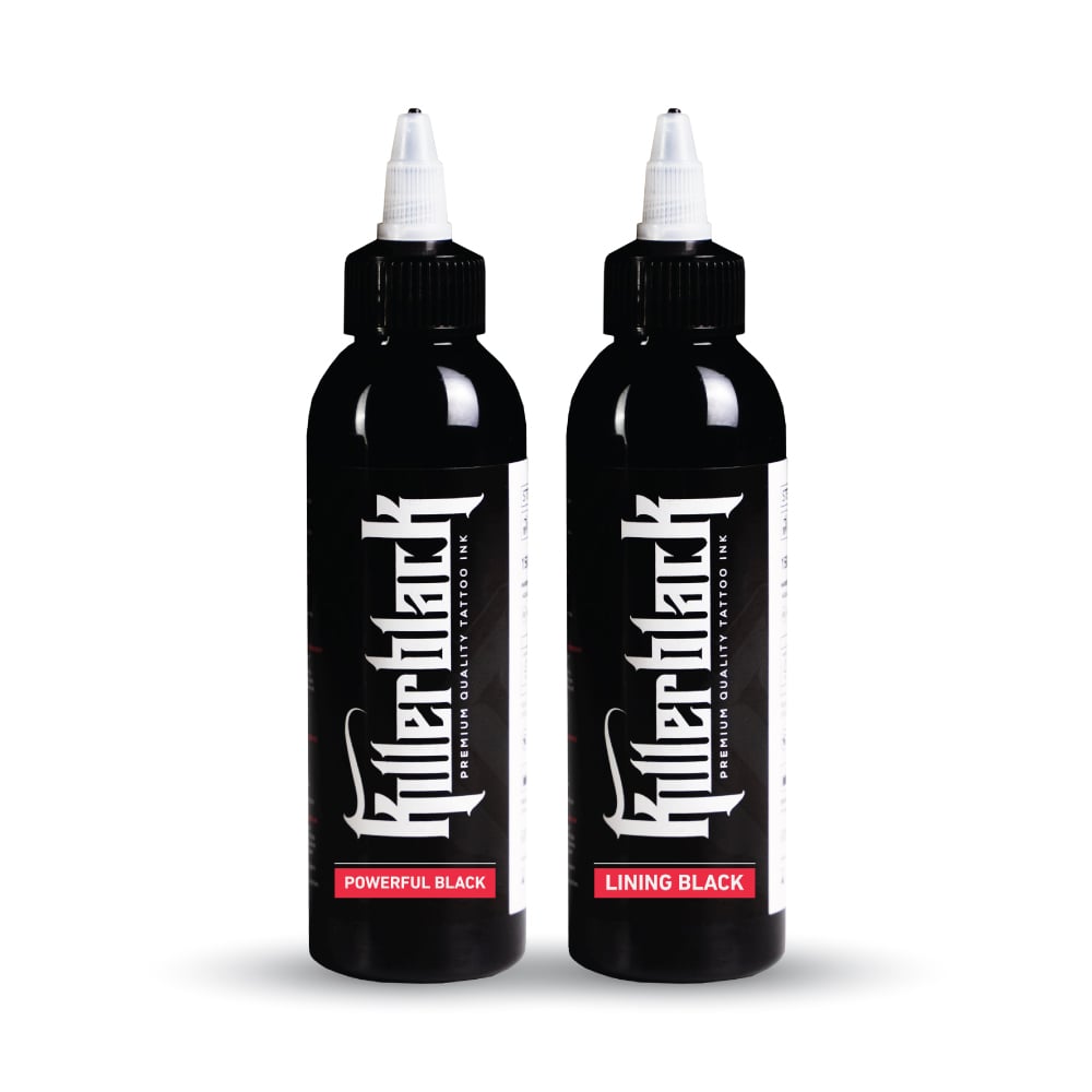 KILLERBLACK TATTOO INK - LINING BLACK + POWERFUL BLACK 2x 150ml - EUROPE