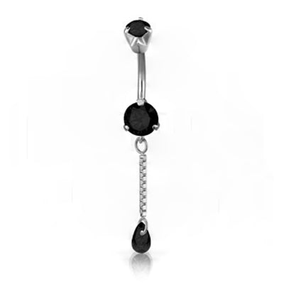 SS 316 MINI DOUBLE JEWEL BELLY BANANAS W/DANGLES 1,6x10mm model 03