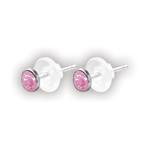 SS 316 FLAT JEWELLED DISC EAR STUDS (PAIR) 0,8mm