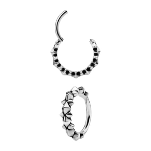 SS 316 HINGED CLICKER (PYRAMIDS &amp; SPIKES) 1,2x10mm