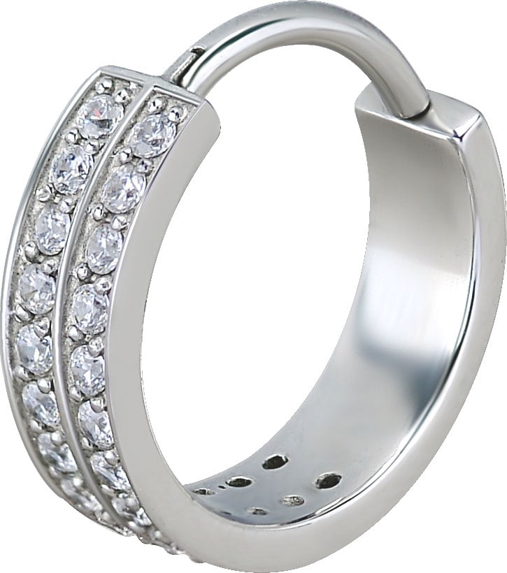 SS 316 HINGED RING SET W. ZIRCONIA (DOUBLE ROW) 1,2x12mm WH