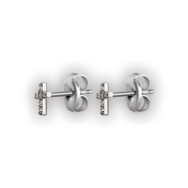 SS 316 CROSS STUD W/ MICROPAVE SETTING (PAIR) 0,8mm - WH