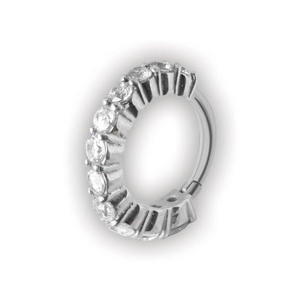 SS 316 HINGED RING W/ CRYSTAL